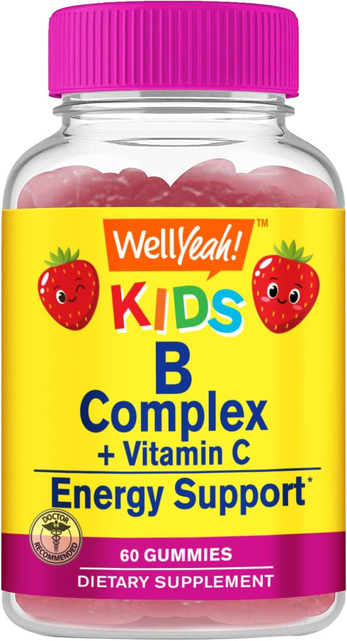 B Complex Gummies for Kids - with Vitamin C, Niacin, Vitamin B6, Folic Acid, Vitamin B12, Biotin & Pantothenic Acid - 2 Month Supply - Strawberry ...