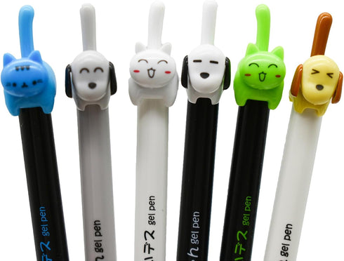 Maydahui 30PCS Cute Cat Dog Tail Clicker Retractable Pens Novelty Japanese Little Kitten Rollerball Pens Black Ink For Cat Lovers Student Shcool O...