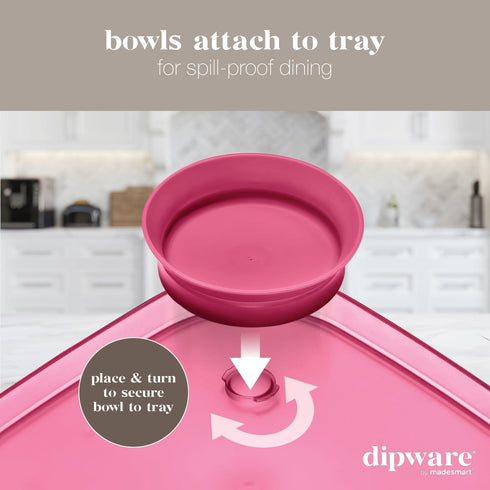 Madesmart dipware Dinner Plate with Collapsible and Removable Dip Bowl for Meals and Appetizers; Reusable Serving Plate with Multipurpose Bowl, Tr...