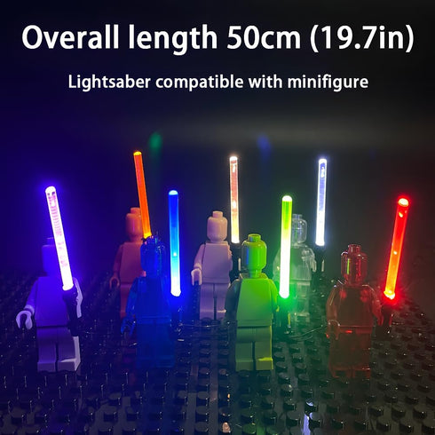 Light-up Lightsaber for Lego,Minifigure Accessories LED Lightsaber with USB,Compatible with Star Wars Minifigure?RGB Black Handle?...
