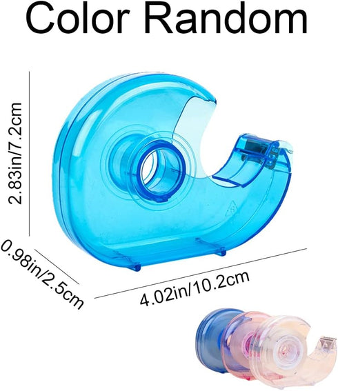 Small Tape Dispenser Desk Portable Adhesive Roll Holder Transparent on Refillable Hand Dispenser for Adhesive Tape Office Home(Random Color)...