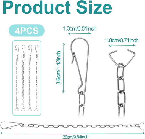 4 Pack Toilet Flapper Chain, Stainless Steel Toilet Handle Chain, 9.84'' Toilet Flapper Replacement Kit with Adjustable Length to Fit Most Toilet ...