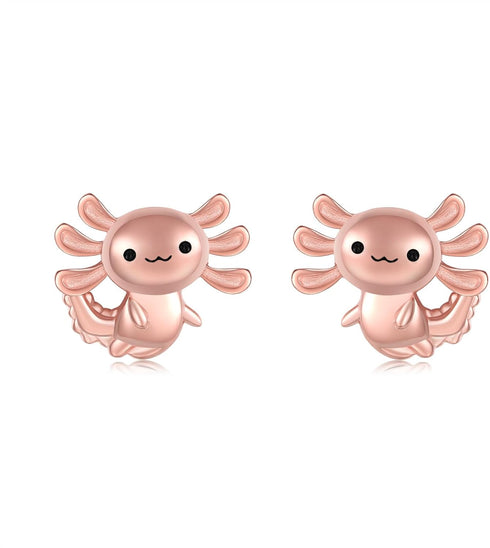 Axolotl Earrings for Womens 925 Sterling Silver Rose Gold Axolotl Stud Earrings Hypoallergenic Cute Axolotl Gifts Animal Jewelry Gifts for Women...