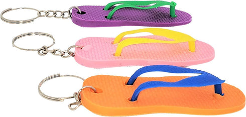 Colorful Flip Flop Keychains (48 Pack) 2.5" Luau Sandal Key Chains. Rubber. Great for Party Favor, Backpack Purse, Luggage, Prizes, Giveaways. (Pa...