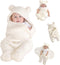 Baby Swaddle Blanket Boys Girls Cute Cotton Plush Receiving Blanket Ultra-Soft Newborn Sleeping Wraps for Infant 0-6 Months, White...