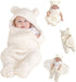 Baby Swaddle Blanket Boys Girls Cute Cotton Plush Receiving Blanket Ultra-Soft Newborn Sleeping Wraps for Infant 0-6 Months, White...