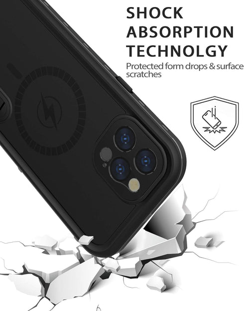Diverbox Design for iPhone 12 Pro Max Waterproof Case with Kickstand, Durable Shockproof Phone Case Cover with Built in Screen Protector for iPhon...