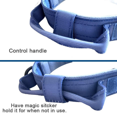 Tactical Dog Collar Military Dog Collar Adjustable Nylon Dog Collar Heavy Duty Metal Buckle with Handle for Dog Training (Dark blue,M)...