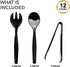 Party Essentials Disposable Heavy Duty Plastic Serving Utensils for Buffets Events Parties, 4-Sets of Spoons/Forks/Tongs, Black...