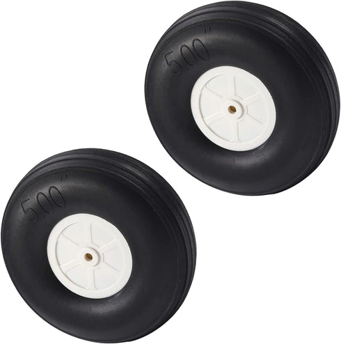 Fielect 5 inch RC Model Airplane Super Light Sponge Tire Tail Wheel Tire and Wheel Sets for RC Car Airplane PU Sponge Tire with Plastic Hub 2 Pcs...