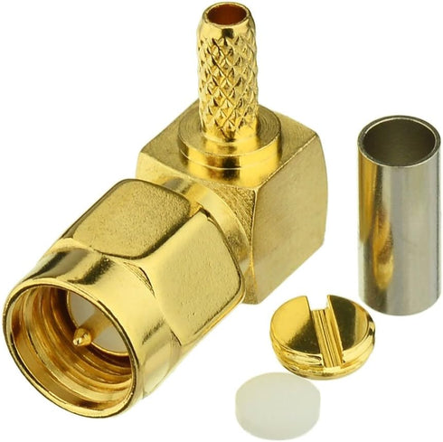 Eightwood 10pcs SMA Male Crimp Right Angle RF Connector for RG316 RG174 LMR100 Coax Cable...
