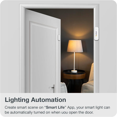 Smart Wifi Door/Window Sensor for Home| No Hub Required| Free App Alert, Works with Tuya Smart Life Devices, Compatible with Alexa, Google Home, S...