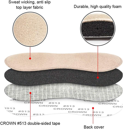 Dr. Foot's Heel Grips Liner Insert for Shoes Too Big, Shoe Inserts Liners for Loose Shoes, Preventing Heel Slipping, Rubbing, Non-Slip (Beige)...