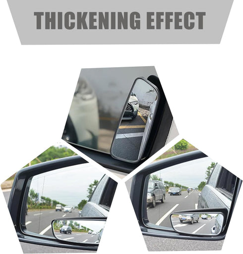 2 PCS Car Rear View Blind Spot Mirror, 3.7" x 1.4" Rectangular Curved Wideangle Auxiliary Rearview Mirror, High-definition Glass Adjustable Anti-g...
