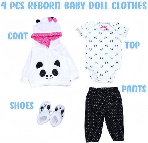 Reborn Baby Dolls Clothes 20 inch Outfit Accessories for 17-22 Inch Newborn Baby Doll Girl?Panda 4pcs Set ?...