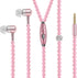 in-Ear Eardphones with Mic - in-Ear Headset with Remote and Mic Hands- Wired Pearls Chain Universal Earphone for Girls Women Student (Pink)...