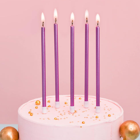 PHD CAKE Purple Long Thin Metallic Birthday Candles for Cake Party, Cake Candles, Weddings Cake Decorations, Candles for Cake...