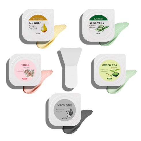 10 Piece Clay Mask Variety Kit for Men & Women Facial and Skin Care, Clay Face Mask Set (Rose, Dead Sea, Green Tea, Aloe Vera, 24K Gold)...