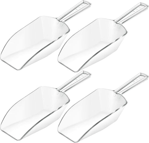 Hestya 4 Pcs Multi Purpose Clear Plastic Scoops for Candy Buffet Acrylic Kitchen Ice Food Popcorn Scoops for Protein Powders, Ice Cream, Coffee, T...