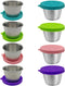 8pcs Salad Dressing Containers,2.4oz/70ml Condiment Containers with 4 colors Leakproof Silicone Lids,Stainless Steel Dipping Sauce Cups For Lunch ...