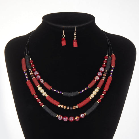 Layered Clay Bead Necklaces for Women Boho Beaded Statement Necklace Costume Jewelry Sets for Women Mothers Day Gifts...