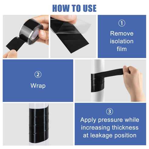 Self Fusing Silicone Tape, 2 Rolls Waterproof & Insulation Self Sealing Tape for Duct Repairs (1 in x 20 Ft)...