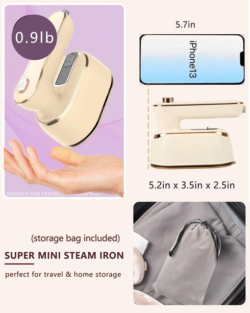 Mini Steamer Travel Iron for Clothes: Compact Handheld Portable Steamers Small Travel Size Clothing Steamer Hand held mini Steam Iron Plancha a de...