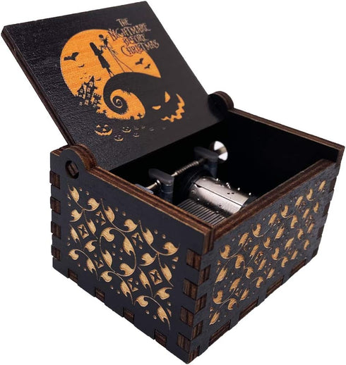 Youtang Hand Crank Music Box Halloween Christmas Laser Engraved Wood Musical Box Jack&Sall Gift for Christmas,Birthday,Valentine's Day,Mother's Da...