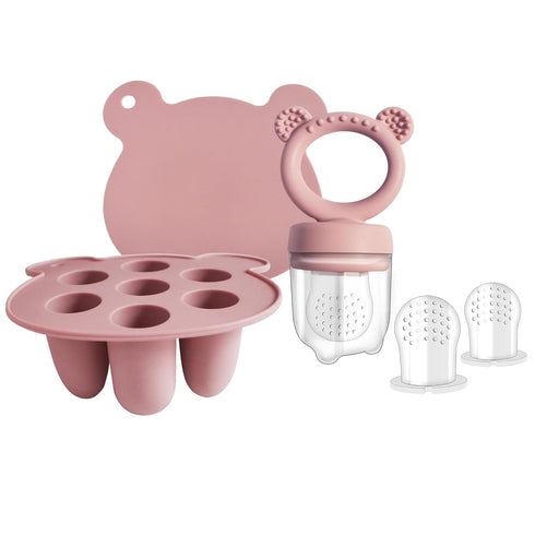 Big spinach Silicone Freezer Tray Baby Fruit Feeder Food Teething Set Must-Have Pacifiers and Food Storage Containers for Babies 6 Months and Up...