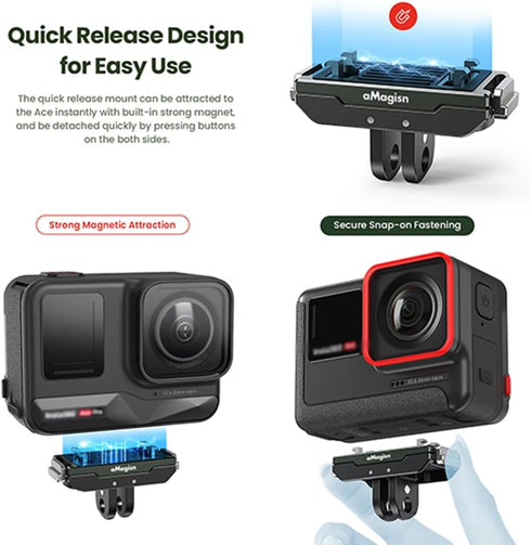 Action Camera Magnetic Adapter Mount for Insta360 Ace/Ace Pro Quick Release Adapter with Connection Adapter Extension Base Accessories...