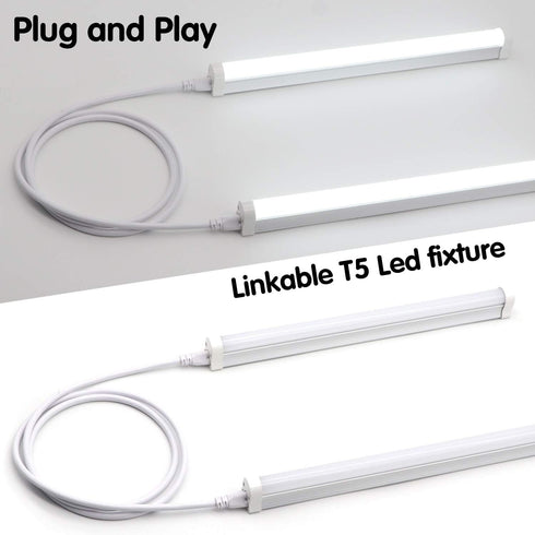 T5 T8 Extension Cords, 10 ft 3 Meter Connector Cord, 3-Prong Extended Power Cable for Integrated LED Tube Light, Single LED Shop Garage Light Fixt...