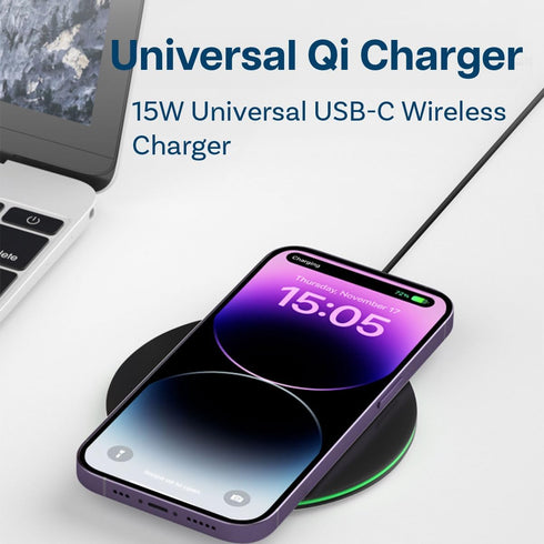 MMOBIEL Wireless Charger 15W Qi Charging - Wireless Charging Pad Compatible with iPhone and Samsung Charging Pad Also Compatible with AirPods and ...