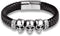 HAQUIL Mens Leather Bracelets Layered Leather Wristbands Cuffs Stainless Steel Clasp Boho Style Valentine Birthday Anniversary Christmas Gifts for...