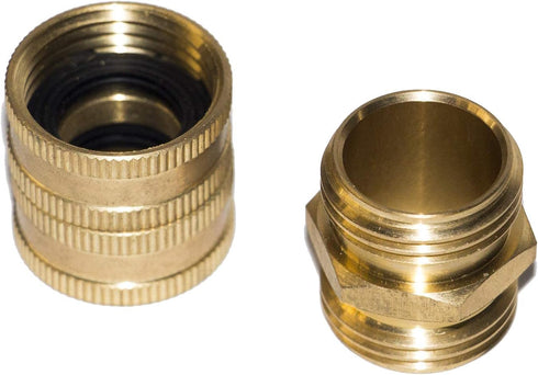 Hourleey Garden Hose Adapter, 3/4 Inch Solid Brass Hose Connectors Adapters (2 Sets)...