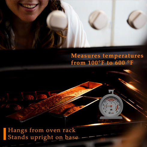 3" Extra Large Oven Thermometer Easy to Read NSF Accurately with Large Hook and Panel Base for Hang or Stand Easily,Safe Leave in Oven for Long ti...