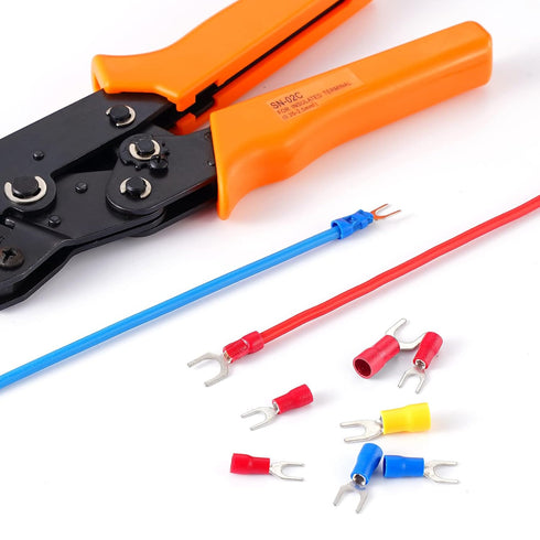 300 Pcs Electrical Connectors, Insulated Wire Cable Electrical Connectors, Fork Ring Spade Butt Quick Disconnect Crimp Terminals Lugs Set, Male/Fe...