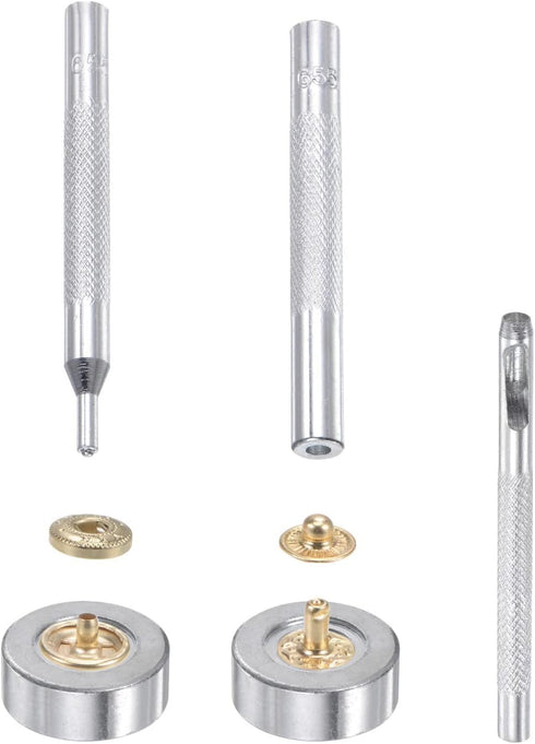 uxcell 60 Sets Leather Snap Fasteners Kit 10mm Metal Press Studs Buttons Tool with 4 Setter Tools & Storage Box for Clothing Leather Sewing...
