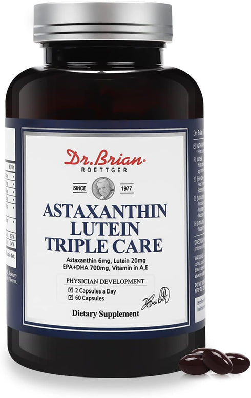 Dr.Brian Vitamins Eye Lutein & Astaxanthin Complex, Supplement with Lutein 20mg Omega 3 Fish Oil 720mg EPA+DHA 700mg Astaxanthin 6mg, Support Eye ...
