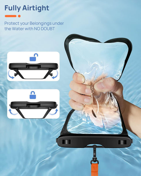 Lanhiem 10.5" Large Waterproof Phone Pouch, 2 Pack Universal IPX8 Waterproof Dry Bag with Lanyard for iPhone 15 14 13 Pro Max, Samsung Galaxy S24 ...
