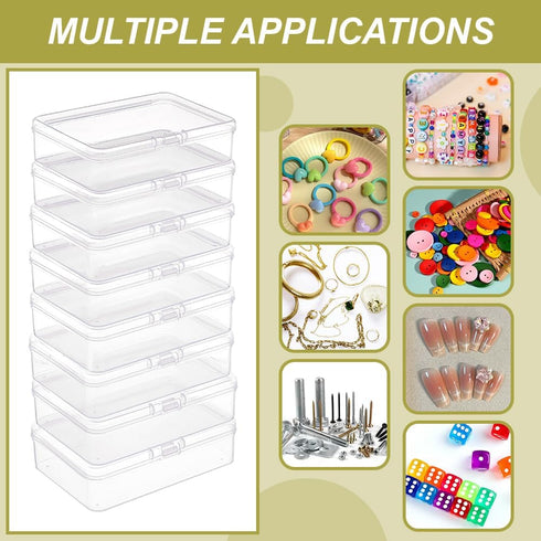 BENECREAT 12 Packs PP Plastic Bead Container Box, 3.7x2.6x1inch Rectangle Storage Organizer Box, Dustproof Case with Hinged Lid for Cards, Beads a...