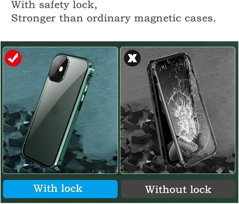 with Safety Lock & Strong Magnetic adsorption for iPhone 12 Pro Max case with Camera Lens Protector Metal Bumper 360 Full Body Protection Double-S...