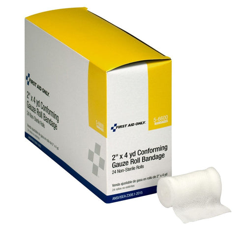 First Aid Only 5-6600 Stretch Gauze Bandage, 4-Yard Stretched Length x 2-Inch Width (Box of 24)...