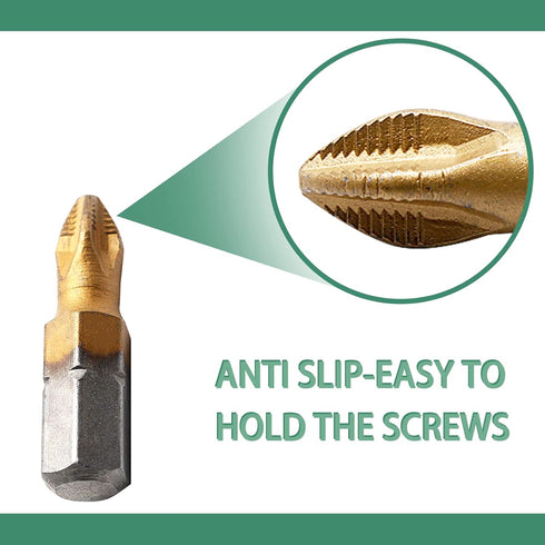 10Pcs PH2 Anti Slip Screwdriver Bit Set,1/4 Inch Hex 25mm Length Titanium Magnetic Drill Bits Set for Electric Screwdriver Impact Drill...