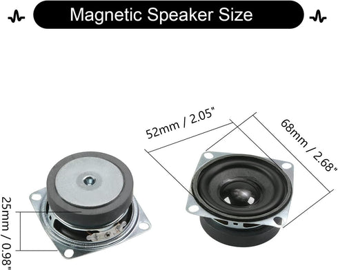 Fielect 2Pcs DIY Magnetic Speaker 3W 4 Ohm Full Range Audio Speaker Stereo Woofer Loudspeaker Replacement for Arduino, 52mm Diameter...
