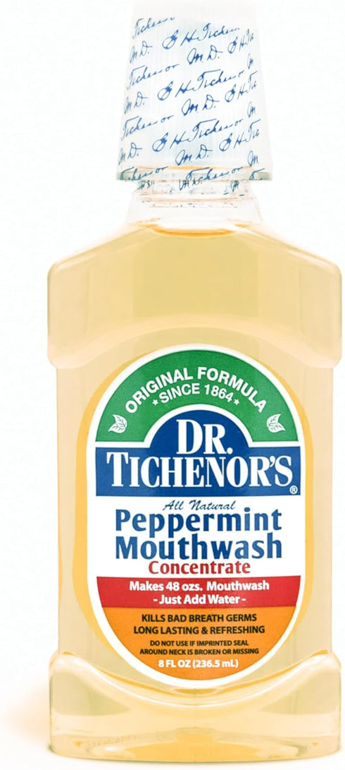 Dr. Tichenor's Peppermint Mouthwash Concentrate - Oral Rinse for Bad Breath and Oral Health with a Minty Punch for Soothing Relief of Minor Sore T...