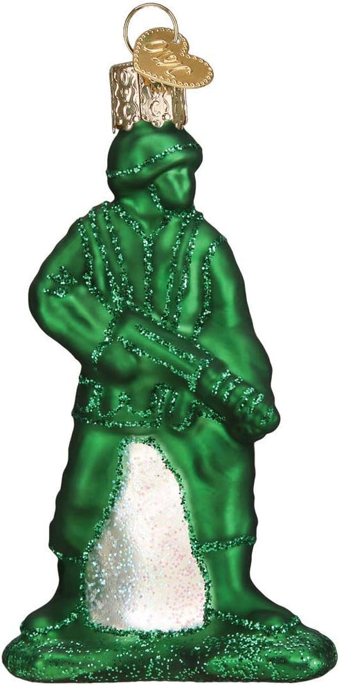Old World Christmas Glass Blown Ornament for Christmas Tree, Green Army Man...