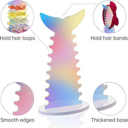 NiHome 2 Pack Iridescent Acrylic Mermaid Tail Scrunchie Holder, Scrunchie Holder Stand, Scrunchie Organizer for Headbands, Hair Ties and Bracelets...