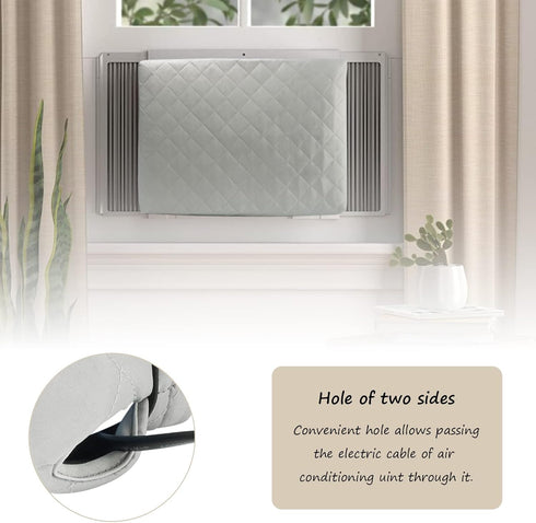 Indoor Air Conditioner Cover, AC Unit Window Cover for Inside Double Insulation with Elastic Drawstring 25L x 17H x 3.5D inches Grey...
