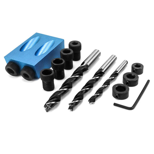 QWORK 15 Degree Pocket Hole Jig Kit, Woodworking Inclined Hole Jig, Carpentry Locator Wood Woodwork Guides Joint Angle Tool...