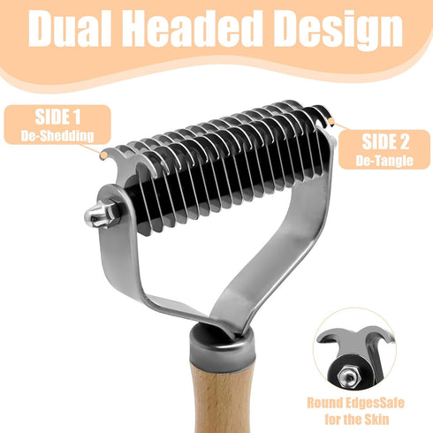 Pet Dematting Comb, Deshedding Brush for Dogs & Cats, Undercoat Rake for Dogs with Stainless Steel Blades, Dog Comb for Matted Hair, Easy to Use D...
